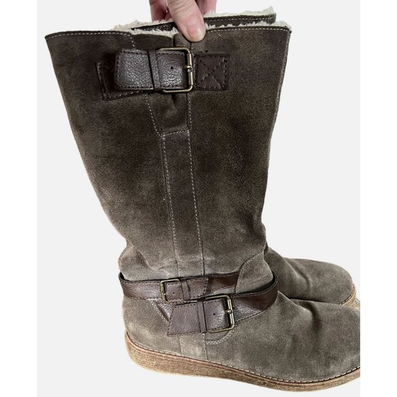 Bjorndal womens brown suede boots size 10 knee high, dark leather detail, lined - Picture 2 of 8